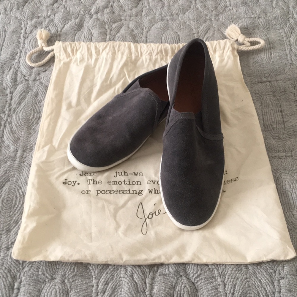 Joie EUC Grey Suede Slip On Sneakers Sz 37.5
